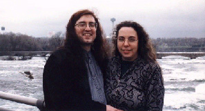 with Mark McLaughlin, World Horror Convention, Niagara Falls; photo: Dave Nordhaus, 1997